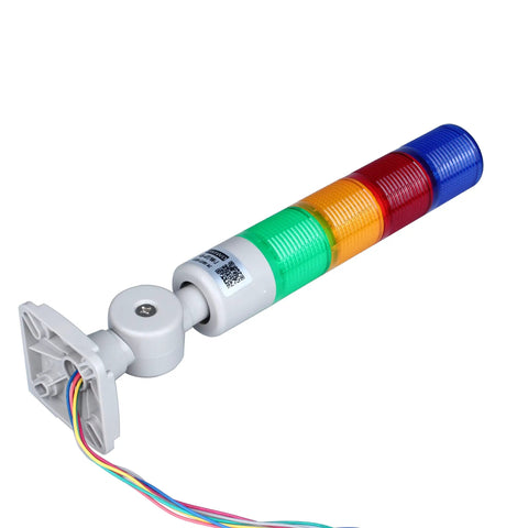 Industrial Grade Signal Tower Lights With Rotatable Base Four Layer Stack Alarm Lights 12V With Buzzer Continuous And Flash Modes