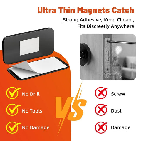 Six Pack Ultra Slim Magnetic Cabinet Locks With Self Adhesive Latches, no tools required, damage-free installation demo image