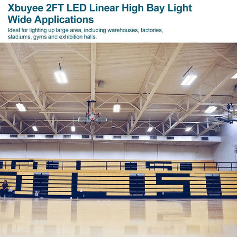 LED Linear High Bay Light 2 Pack Power Tunable 165W 110W 80W 23100 Lumens 5000K Dimmable 120 To 277V 2Ft installed in gym