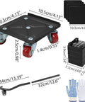 Super Awesome Heavy Duty Furniture Movers With Wheels, 5 Wheel Dolly Kit For Sliding Sofa Fridge Washer Lifter Tool Set Black with included items