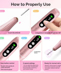 How to use Lightweight Cordless Nail Drill With Handheld UV Lamp Beginner Gel Manicure Kit, steps to insert bit and operate.