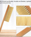 Three Piece Bee Brush With Wooden Handle For Beehives Pro Grade Lightweight 15 Inch Bristle Tool Set for hive inspections close-up
