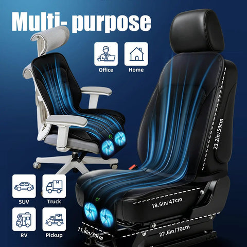 Beat The Heat With A Universal Cooling Car Seat Cover, 12V-24V, 3-Speed Air cooled seat cushion for office chair and car seat