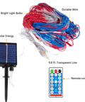 Patriotic Flag String Lights With Solar Or USB Power, 420 LED Net Light For Outdoors, Remote and solar panel included