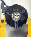 Bluerock Power PTM50-C Electric Motorized Pipe Threader Threading Machine showing control dial for forward and reverse operation.