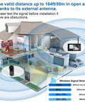 Diagram showing wireless video doorbell with 4.3-inch screen, 170-degree view, and signal strength in a multi-room house.