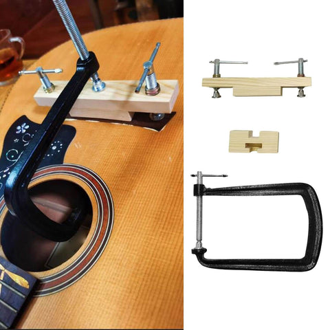 Classical Guitar Bridge Clamp For Quick Maintenance And Bridge Repair, Pro Fixture Clip Tool With Accessories on guitar