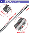 Diagram of Beefed-Up Heavy Duty Steel 44 Inch Go Kart Live Axle Kit With 1 Inch Bore and 3/4 Inch Step Down Ends showing dimensions
