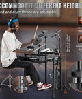 Dope Electric Drum Set With 32 Kits And 480 Sounds USB MIDI Compatible Electronic Drum Kit showing adjustable stand