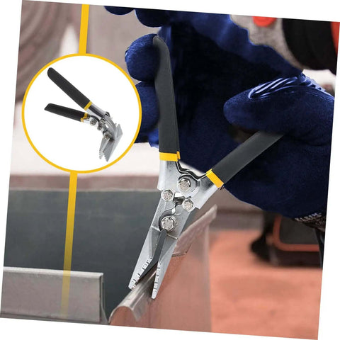 Manual Metal Bender For Sheet Metal Projects Hemming Pliers And Wire Bending Tool With Straight Jaw Hand Seamer Non Slip Handle in use