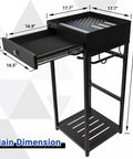 Police Gear Stand With Gun Storage, metal rack with drawer, 42 by 18 by 18 inches, steel frame, dimensions labeled