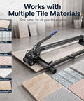 Heavy Duty Manual Tile Cutter With Bright Green Laser Guide And Beefed Up Steel Rails For Straight Cuts Up To 1800 Mm  on various tile materials.