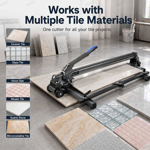 Heavy Duty Manual Tile Cutter With Bright Green Laser Guide And Beefed Up Steel Rails For Straight Cuts Up To 1800 Mm  on various tile materials.