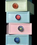 Ceramic Cabinet Knobs Set With Vintage Look Hand Painted Multicolor Mandala Designs For Doors, Wardrobes, Kitchen Cabinets, Drawers, Dresser, And Cupboards Pulls That Rad Upgrade For Your Space on colorful drawers