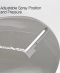 No Fuss Easy Install Bidet Toilet Seat M250 With Manual Adjustable Spray showing water stream and self-cleaning wand