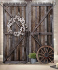 Barn Door Shower Curtain With Rustic Wood Plank Print In Vintage Farmhouse Style 60 By 72 Inches Polyester Fabric With 12 Hooks