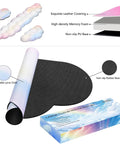 Rainbow Cloud Mouse Pad Set With Keyboard Wrist Rest And Mouse Wrist Pad Waterproof Large Desk Pad materials and packaging.