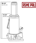 Diagram of Heavy Duty 30 Ton Bottle Jack With Stable Base And 11 1/4 To 18 1/4 Inch Lifting Range For Cars And Trucks, 60,000 Lb Hydraulic Jack.