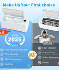 Comparison of 50KHz Ultrasonic Jewelry Cleaner Pro Machine with glasses in 304 stainless steel tank and fake vibration cleaner