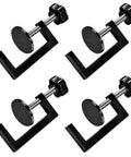 Four Piece Slick G Clamps For Woodworking Deliver Beast Grade Grip Heavy Duty Steel Build With Thickened Rubber Sleeves Smooth As Butter Action Reliable Diy Carpentry Project Gear with round rubber pads and adjustable screws.