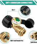 Propane Tank Gauge Level Indicator For 5 To 40 Lb Tanks 2 Pack QCC1 Type 1 Compatible Fits Grills Heaters Camp Stoves And Appliances Easy Install Real Time Fuel Readout So You Never Run Dry. Solid brass QCC-1 gauge connector with protective caps