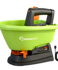 Handheld Lawn Spreader For Seed And Fertilizer, Battery Powered Do It All Tool With 3 Liter Capacity, green design and charger cable