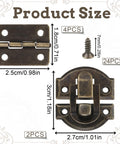 Antique Bronze Jewelry Box Hinges And Latches Set For Wooden Boxes With 2 antique hasps, 4 small hinges, and 24 screws