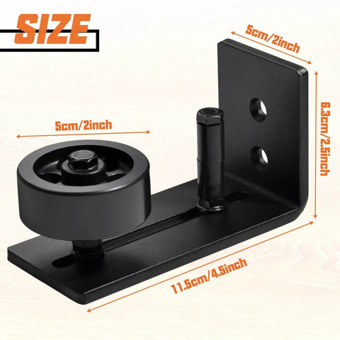 Sliding Barn Door Floor Guide Kit Two Pack With Bottom Adjustable Stay Roller for Smooth Quiet Operation in black steel