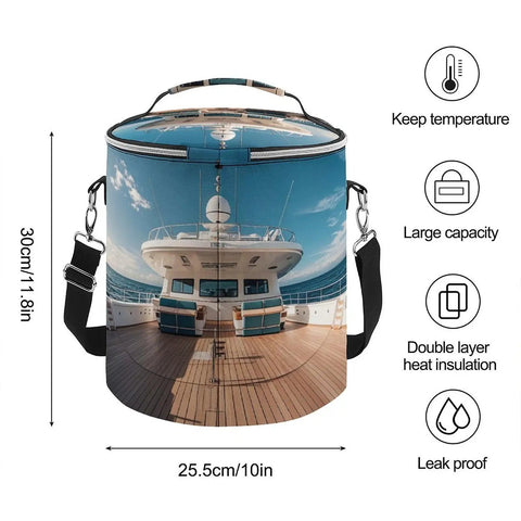 Insulated Leakproof Waterproof Cooler Backpack For Travel And Beach Lightweight Large Capacity Ice Chest With Wooden Deck Yacht Style Ideal For Camping Hiking And Outdoor Events For Men And Women