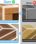 Comparison of Straight Up Protection Ninja Soft Clear Edge Corner Protectors against thinner alternatives on furniture corners.