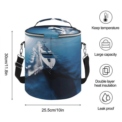 Yacht Insulated Cooler Backpack With Leakproof Waterproof Soft Cooler Bag, 15L capacity with yacht design, for camping and travel.