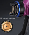 Professional HVLP Paint Sprayer Kit Featuring One Point Three Mm Tip And Six Hundred Ml Cup, close-up of high atomized brass cowl.