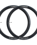 Two Pack 27.5 Inch Heavy Duty Bike Tubes 27.5x2.5 2.0/3.0 64/76-584 With 48mm Presta Valve side by side displayed vertically