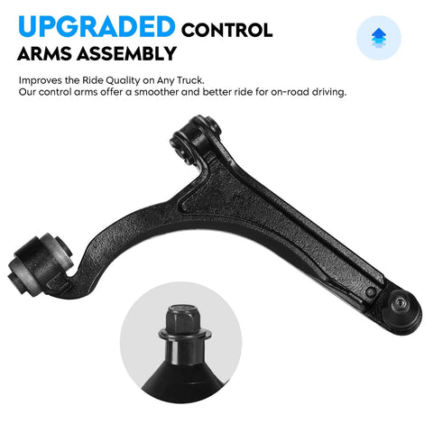 Front lower control arm with ball joint, black steel suspension arm with bushings.