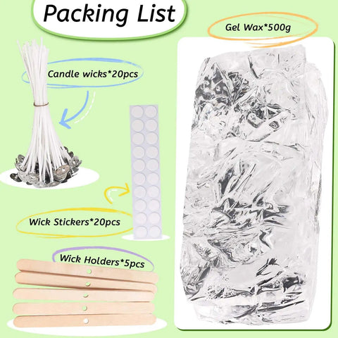 DIY Jelly Gel Wax Candles Making Kit With 1.1 Lb Clear Gel Wax For Beginners Includes components like wicks and stickers