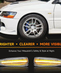 Side view of Mitsubishi Lancer VIII with Front LED Side Marker Lights, clear lens, yellow LED for models 2008-2017