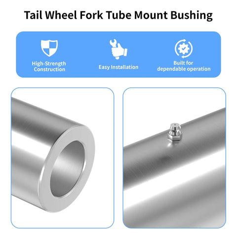 Tail Wheel Fork Tube Mount Bushing With Zerk Fitting Weld On Replacement For Bush Hog Squealer Rotary Cutter SQ36 SQ42 SQ48 SQ60 SQ84 SQ720 Fits 1 1/4 Inch Caster Yoke, steel bushing with grease zerk