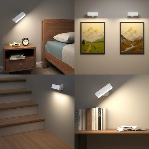 Rechargeable LED Wall Sconce Cordless Battery Operated Bedside Reading Lamp With 4000mAh Battery in bedroom and hallway settings