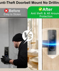Before and after comparison of No Drill Anti Theft Doorbell Mount For E340 And Wyze Duo Cam on door