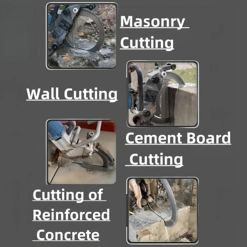 Heavy Duty Electric Concrete Circular Saw With 8800 Watt Brushless Motor And 3000 Rpm Smooth Stone Cutting Depth Of 27 Centimeters in action cutting masonry.