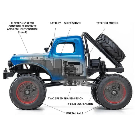 Badass One Twenty Four Scale Rc Crawler With Portal Axles And Two Speed Transmission Gnarly Off Road Rock Climbing Beast side view with details.