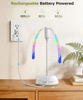 4 Pack Rechargeable Food Fans For Tabletop Use With 2000mAh Battery, Portable USB Powered, 360 Degree Goose Neck, on desk