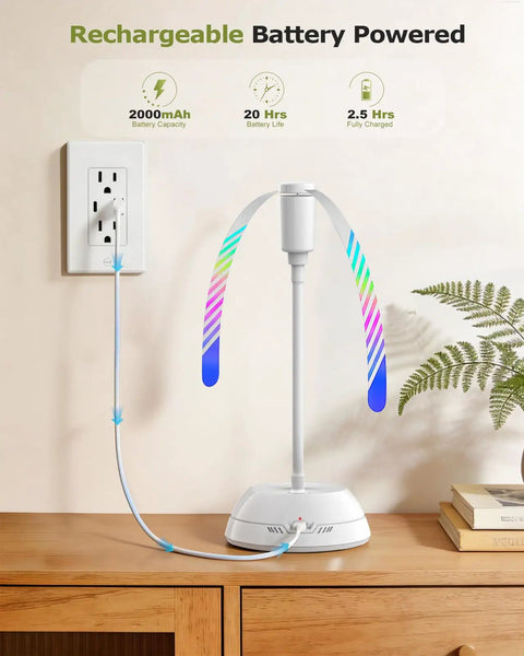 4 Pack Rechargeable Food Fans For Tabletop Use With 2000mAh Battery, Portable USB Powered, 360 Degree Goose Neck, on desk