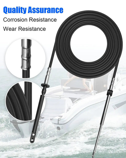 14Ft Throttle Shift Remote Control Cable For Outboard Engines, Fits Johnson Evinrude BRP OMC 1979 And Later, coiled