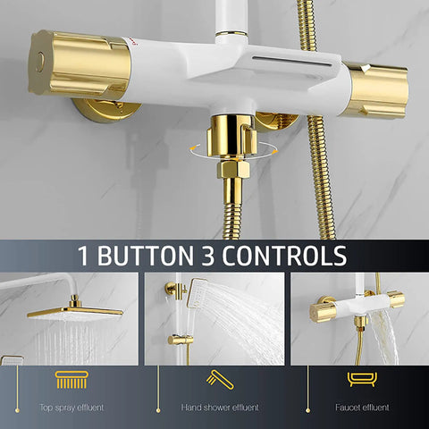 UBNMIUBV Shower System with Shower Head, shower faucet set control panel, 3 mode options, elegant design in black chrome.