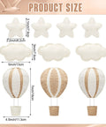 10 Piece Star Hot Air Balloon And Cloud Nursery Decor Set For Bedroom Wall Art Kids Baby Room Khaki Felt Clouds And Stars