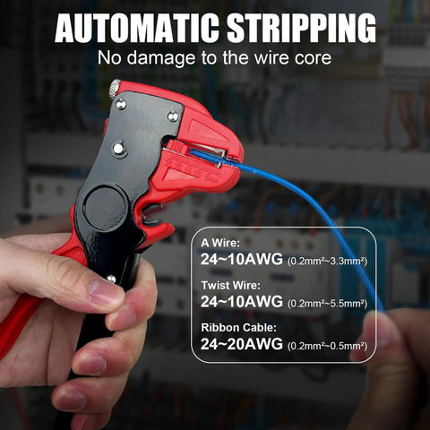 2 In 1 Wire Stripper And Cutter Quickstrip Tool Pro Grade Adjustable Wire Stripping Tool stripping 24AWG wire in action