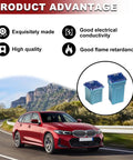 Kickass 30 Pc Automotive Fuse Assortment Kit With Heavy Duty Copper Contacts Color Coded Amperage Ratings low tall box fuses shown with car on road.