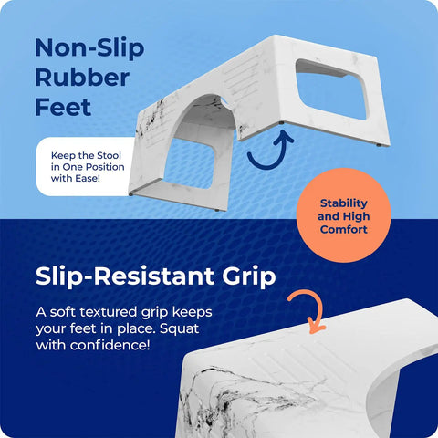 Carrara Marble Toilet Stool in Gray 7 Inch Height non-slip rubber feet and slip-resistant grip for stability and comfort