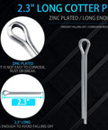 Close-up of a zinc-plated 2.3-inch cotter pin from Two Pack Trailer Nut Kit for One Inch Spindle Shaft with Can Am Castle Nuts Washers